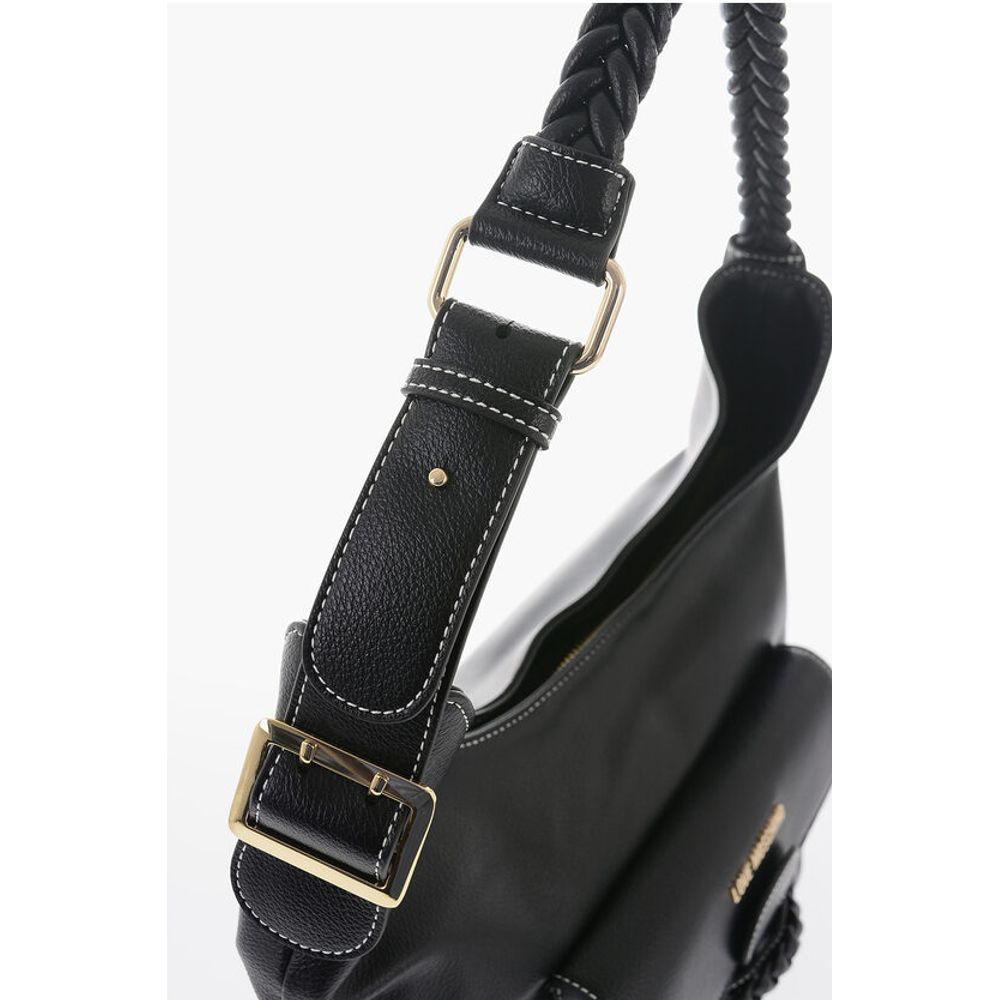 LOVE Faux Leather Shoulder Bag with Braided Handle