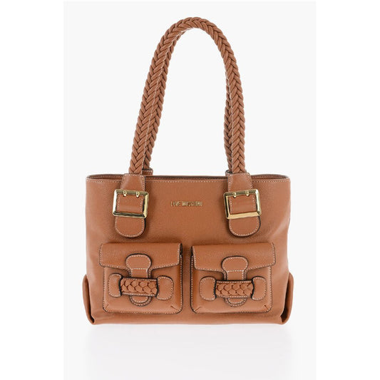 LOVE Faux Leather Shoulder Bag with Braided Handle