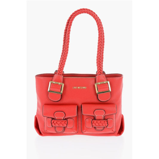 LOVE Faux Leather Shoulder Bag with Braided Handle