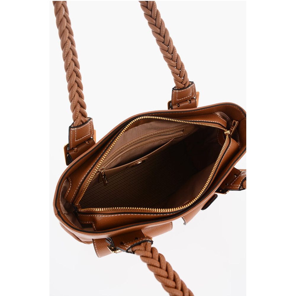 LOVE Faux Leather Shoulder Bag with Braided Handle