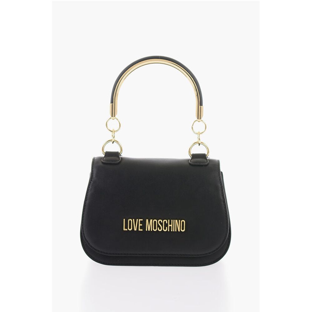 LOVE Faux Leather Handbag with Metal Golden Logo