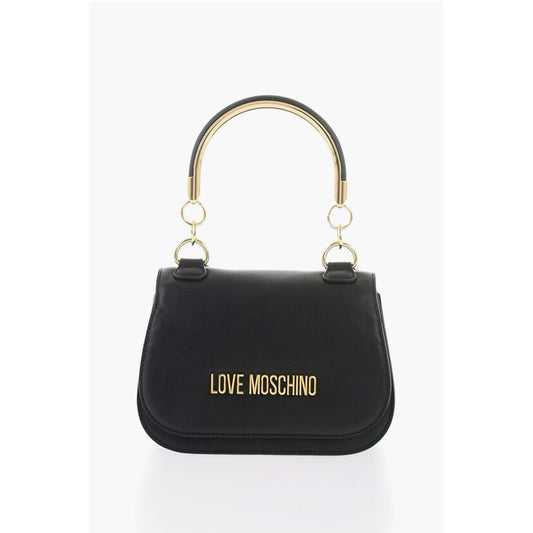 LOVE Faux Leather Handbag with Metal Golden Logo