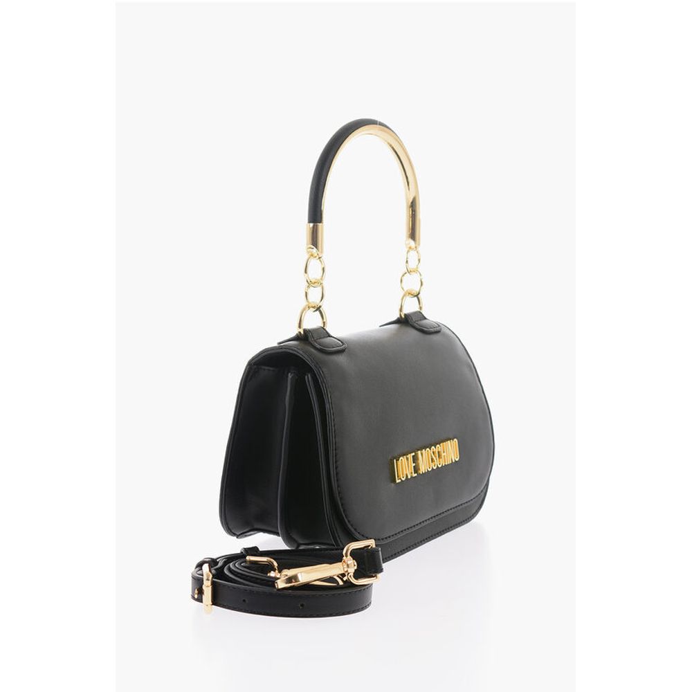LOVE Faux Leather Handbag with Metal Golden Logo