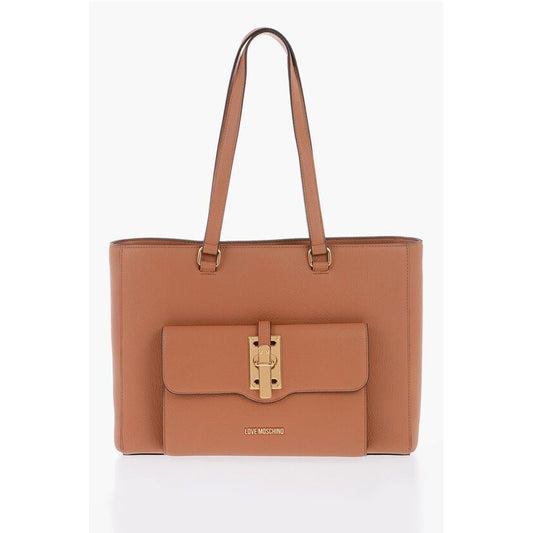 LOVE Faux Leather Tote Bag with Golden Details