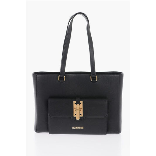 LOVE Faux Leather Tote Bag with Golden Details