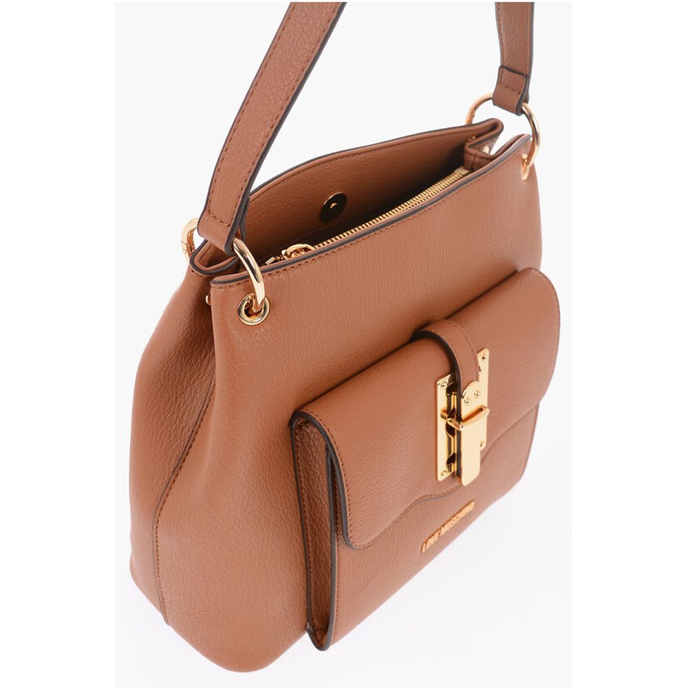 LOVE Faux Leather Shoulder Bag with Golden Details