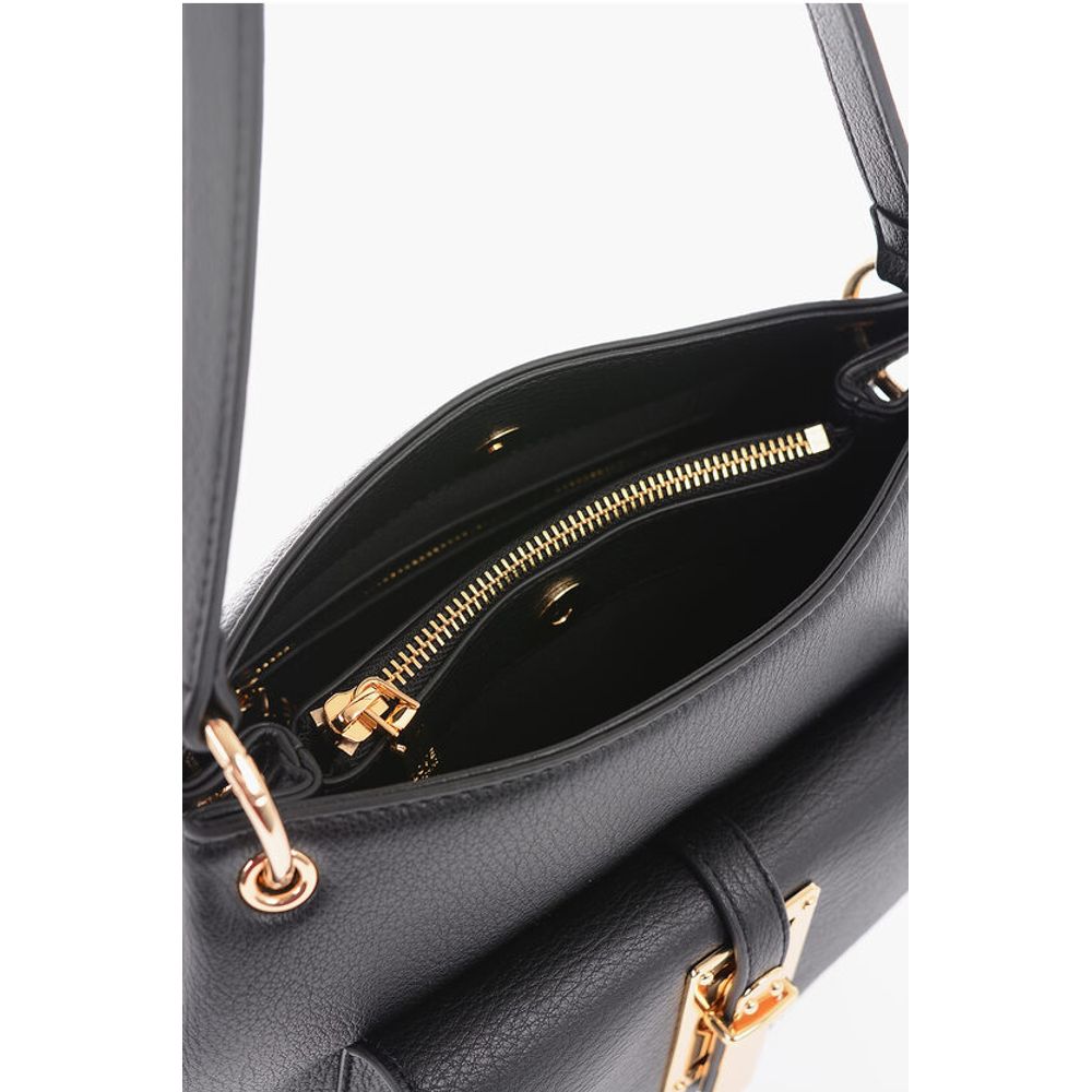 LOVE Textured Effect Faux Leather Hobo Bag with Maxi Logo on