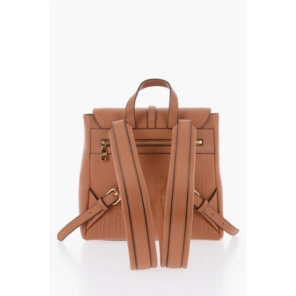 LOVE Solid Color Faux Leather Backpack with Golden Logo