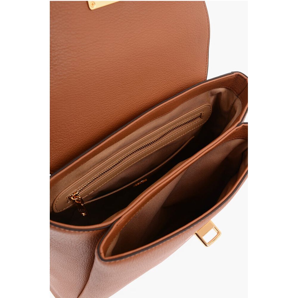 LOVE Solid Color Faux Leather Backpack with Golden Logo