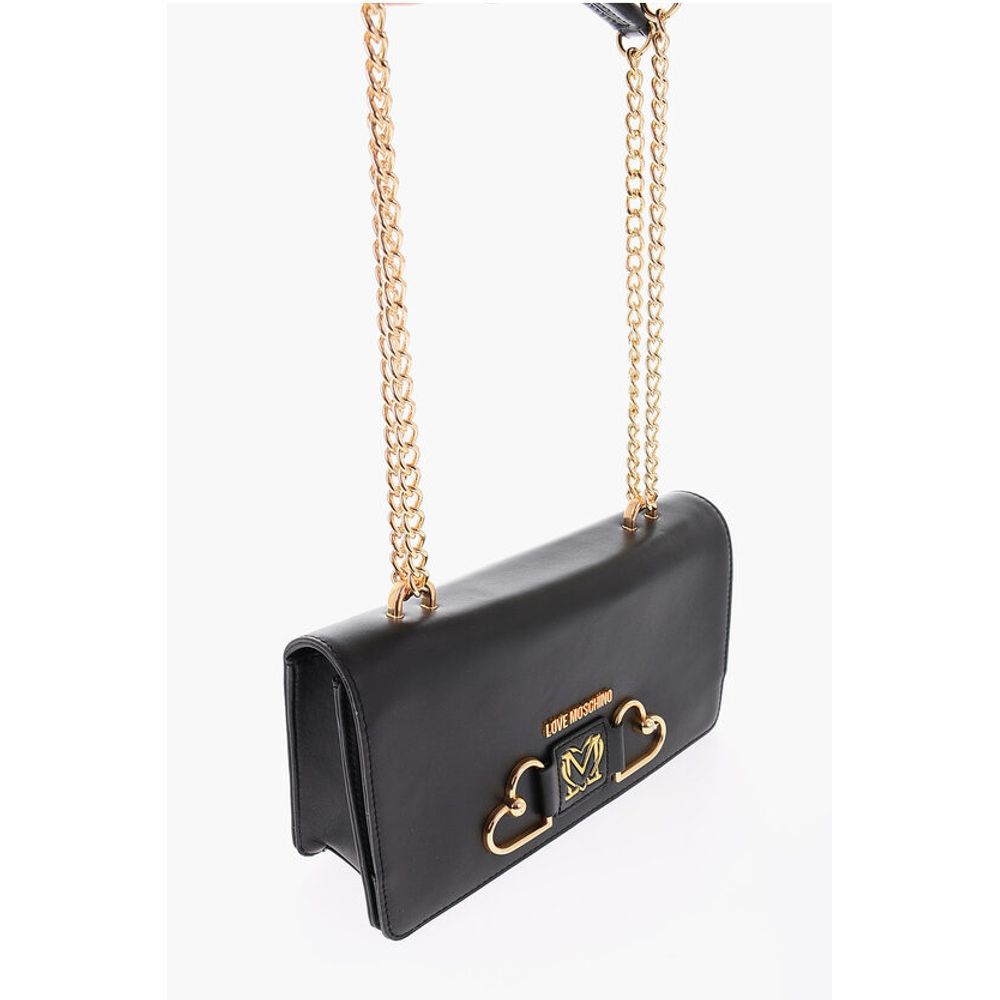 LOVE Leather Bag with Double Gold Heart Decoration