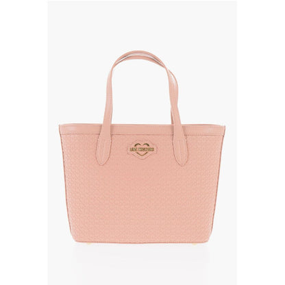 LOVE Faux Leather VALENTINA Tote Bag with All-Over Hearts