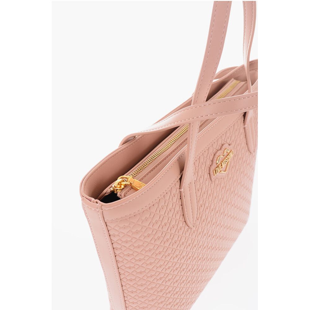 LOVE Faux Leather VALENTINA Tote Bag with All-Over Hearts