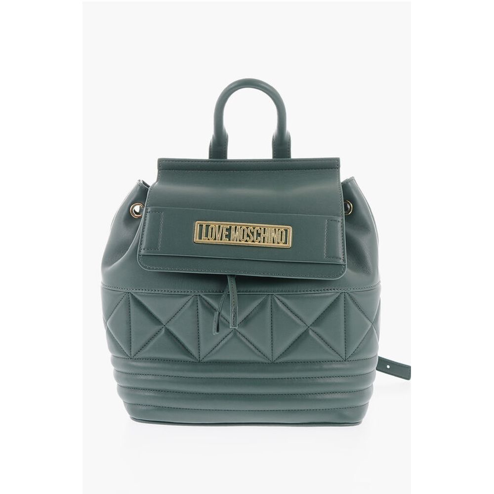 LOVE Quilted Faux Leather Backpack with Metal Golden Logo