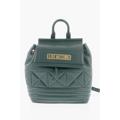 LOVE Quilted Faux Leather Backpack with Metal Golden Logo