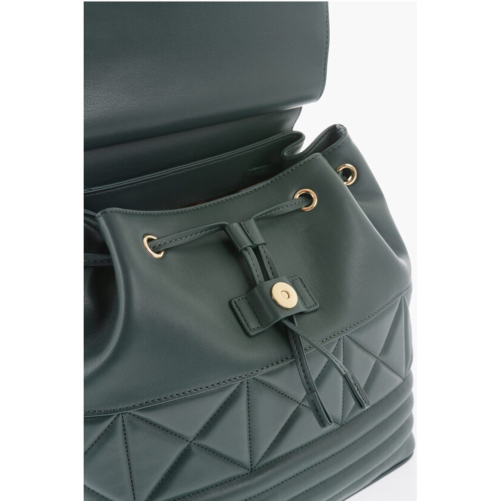 LOVE Quilted Faux Leather Backpack with Metal Golden Logo