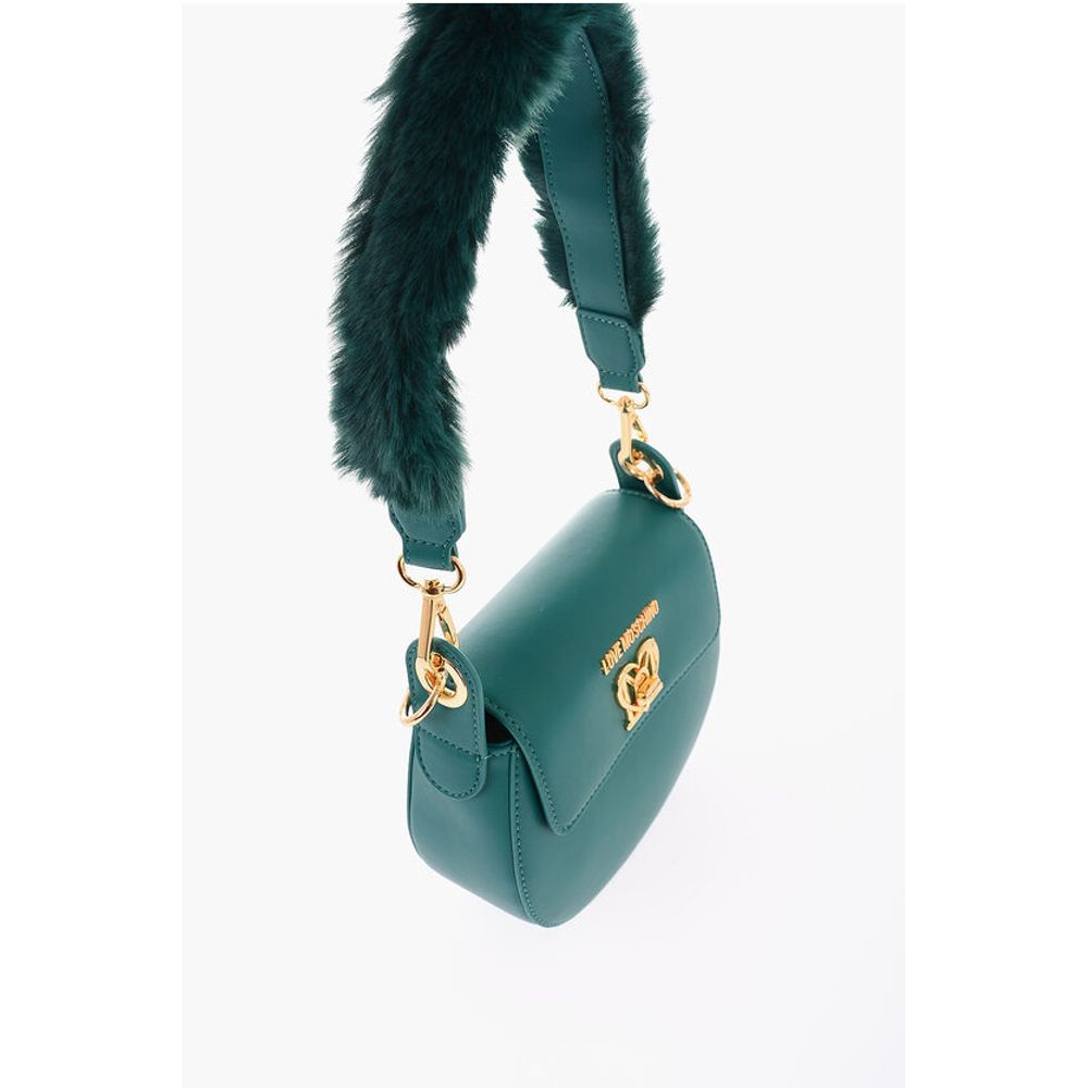 LOVE Faux Leather Saddle Bag with Turn Lock Closure