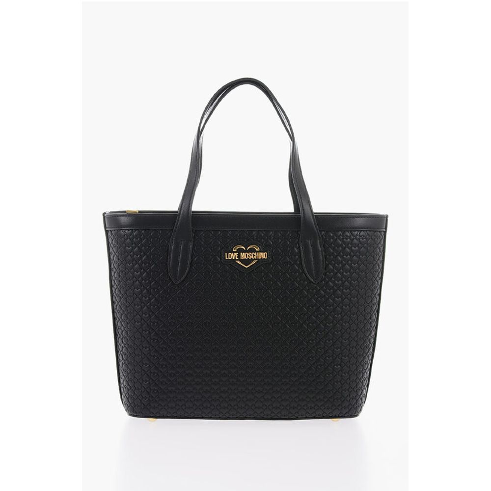 LOVE Faux Leather VALENTINA Tote Bag with All-Over Hearts