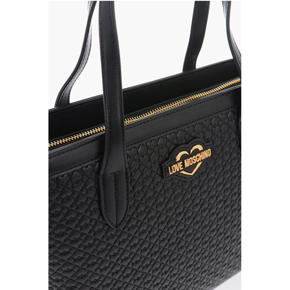 LOVE Faux Leather VALENTINA Tote Bag with All-Over Hearts