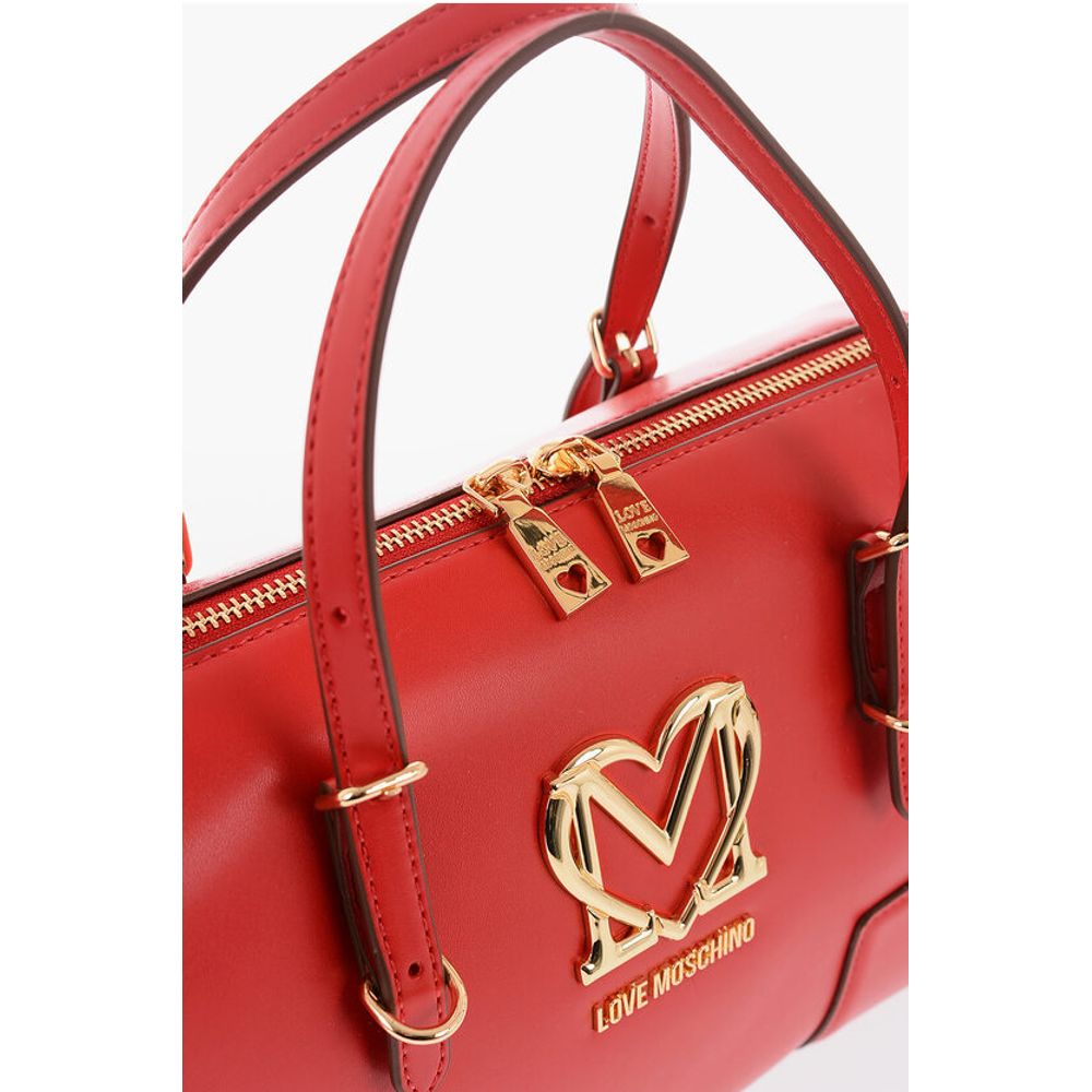 LOVE Faux Leather Handbag with Metal Golden Logo