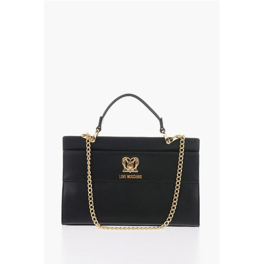 LOVE Faux Leather Bag with Golden Chain and Turn Lock Closur