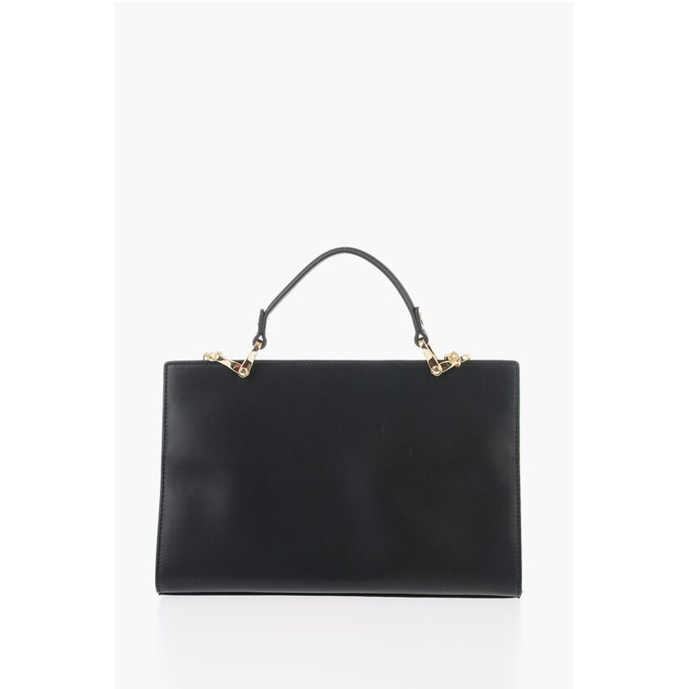 LOVE Faux Leather Bag with Golden Chain and Turn Lock Closur