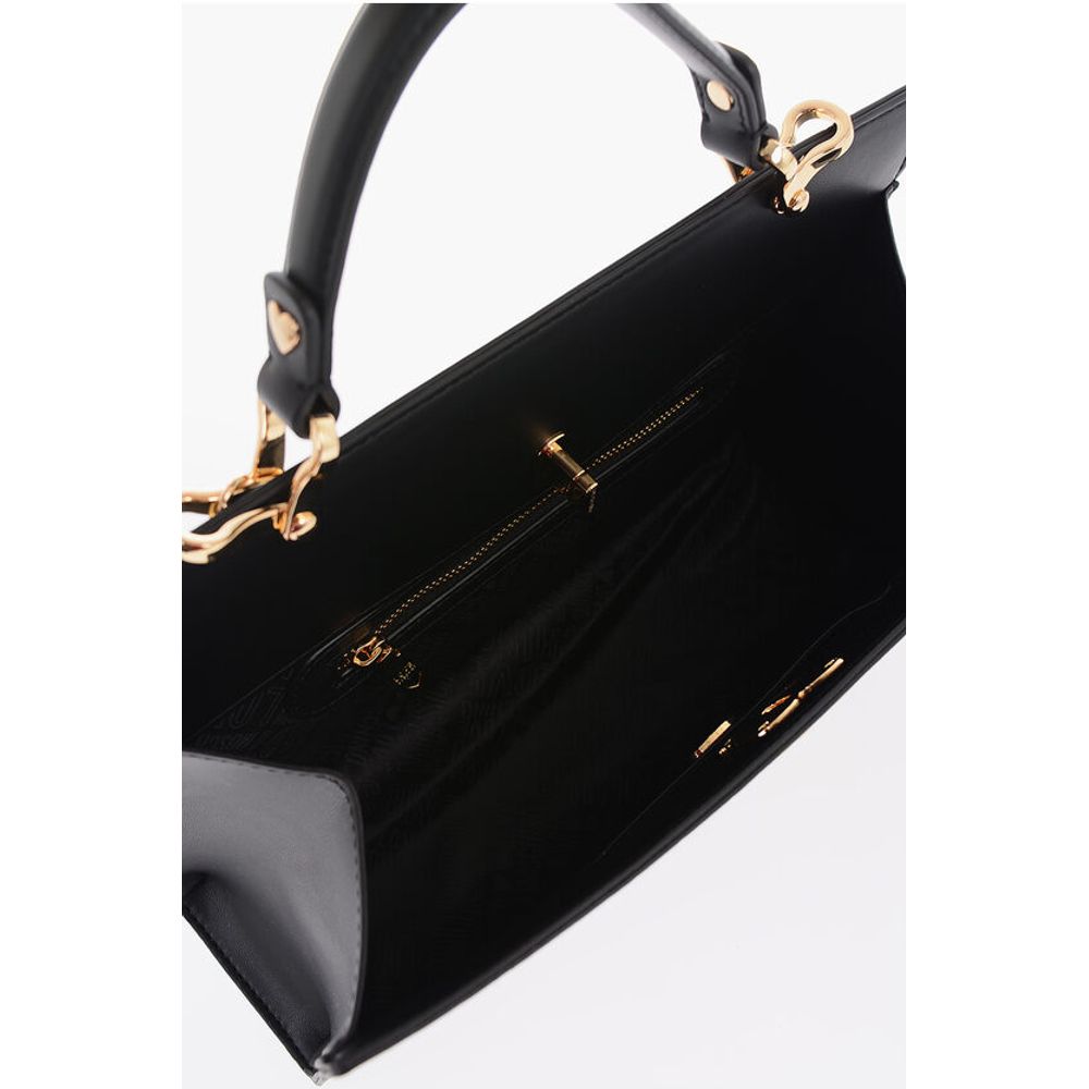 LOVE Faux Leather Bag with Golden Chain and Turn Lock Closur