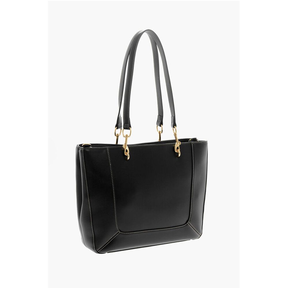 LOVE Faux Leather Tote Bag with Visible Stitching