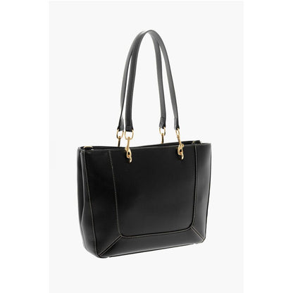 LOVE Faux Leather Tote Bag with Visible Stitching