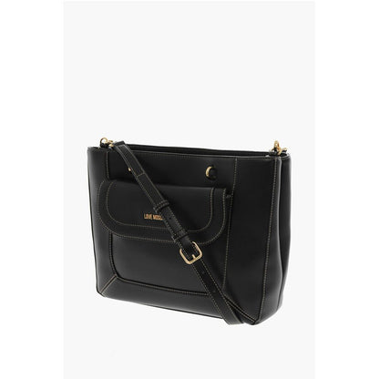 LOVE Faux Leather Tote Bag with Visible Stitching