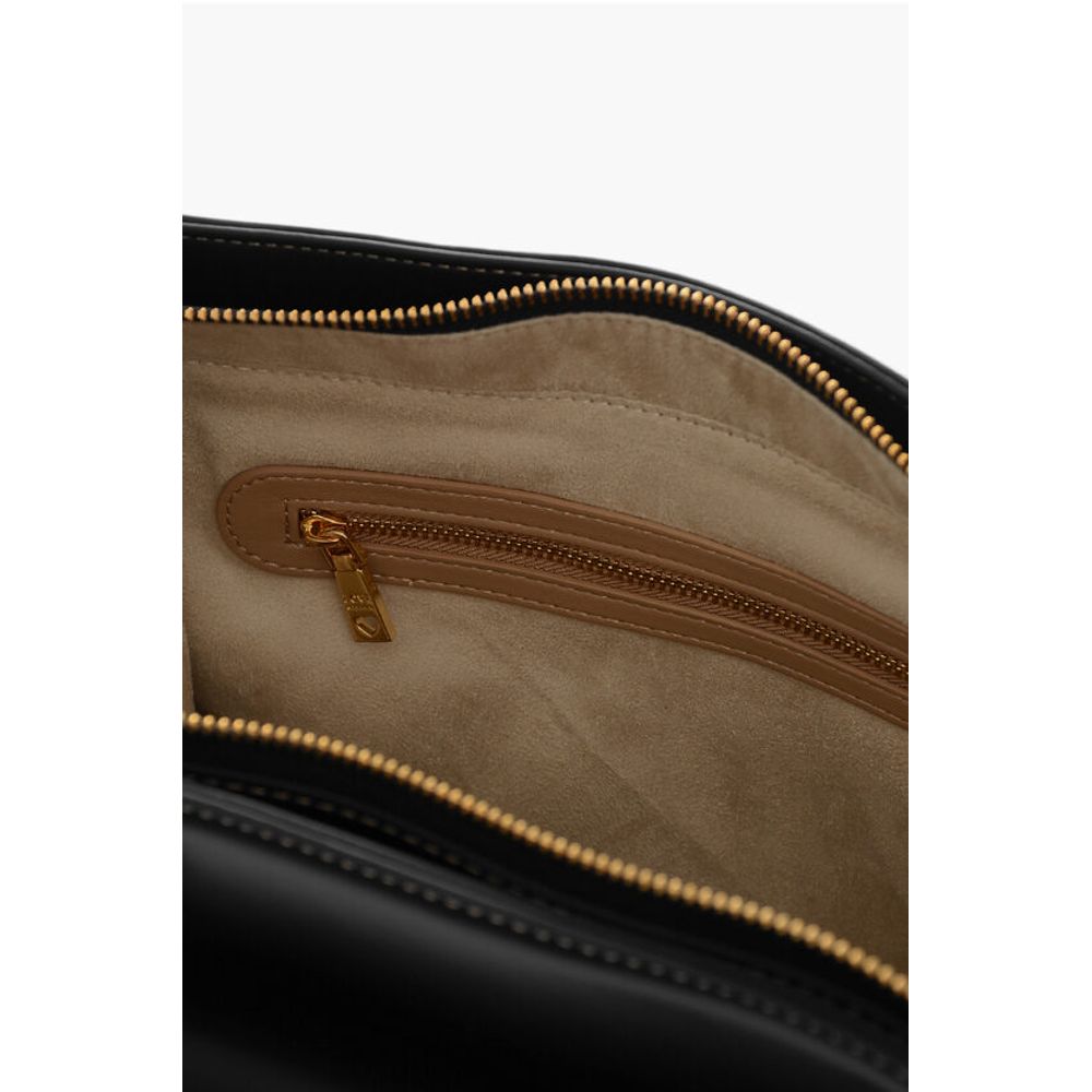 LOVE Faux Leather Tote Bag with Visible Stitching