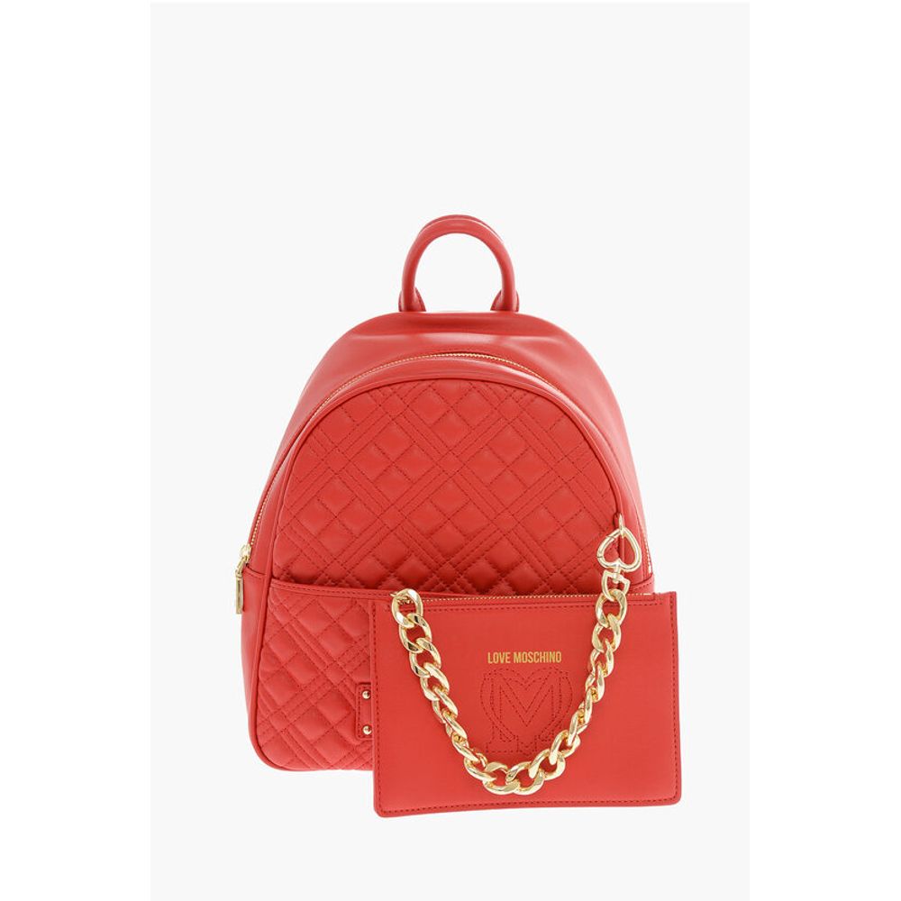 LOVE Quilted Faux Leather Backpack with Matched Pouch