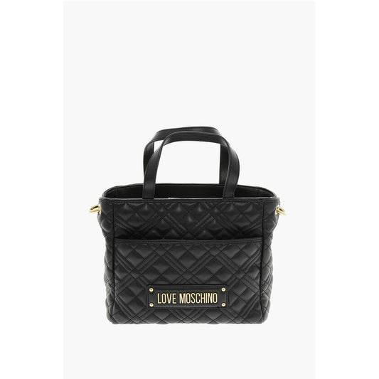LOVE Quilted Faux Leather Handbag with Golden Chain