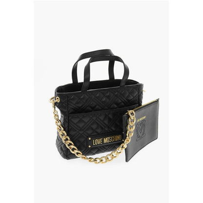 LOVE Quilted Faux Leather Handbag with Golden Chain