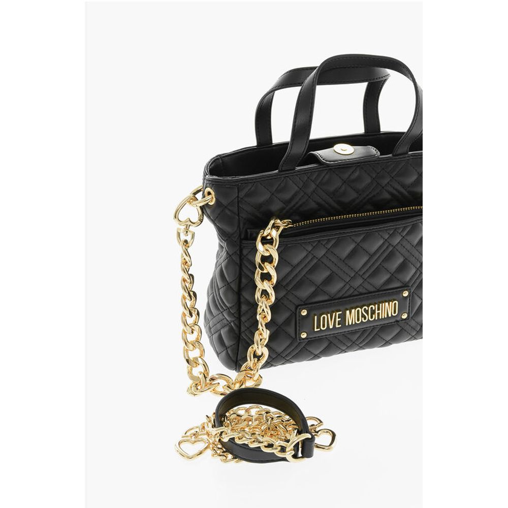 LOVE Quilted Faux Leather Handbag with Golden Chain