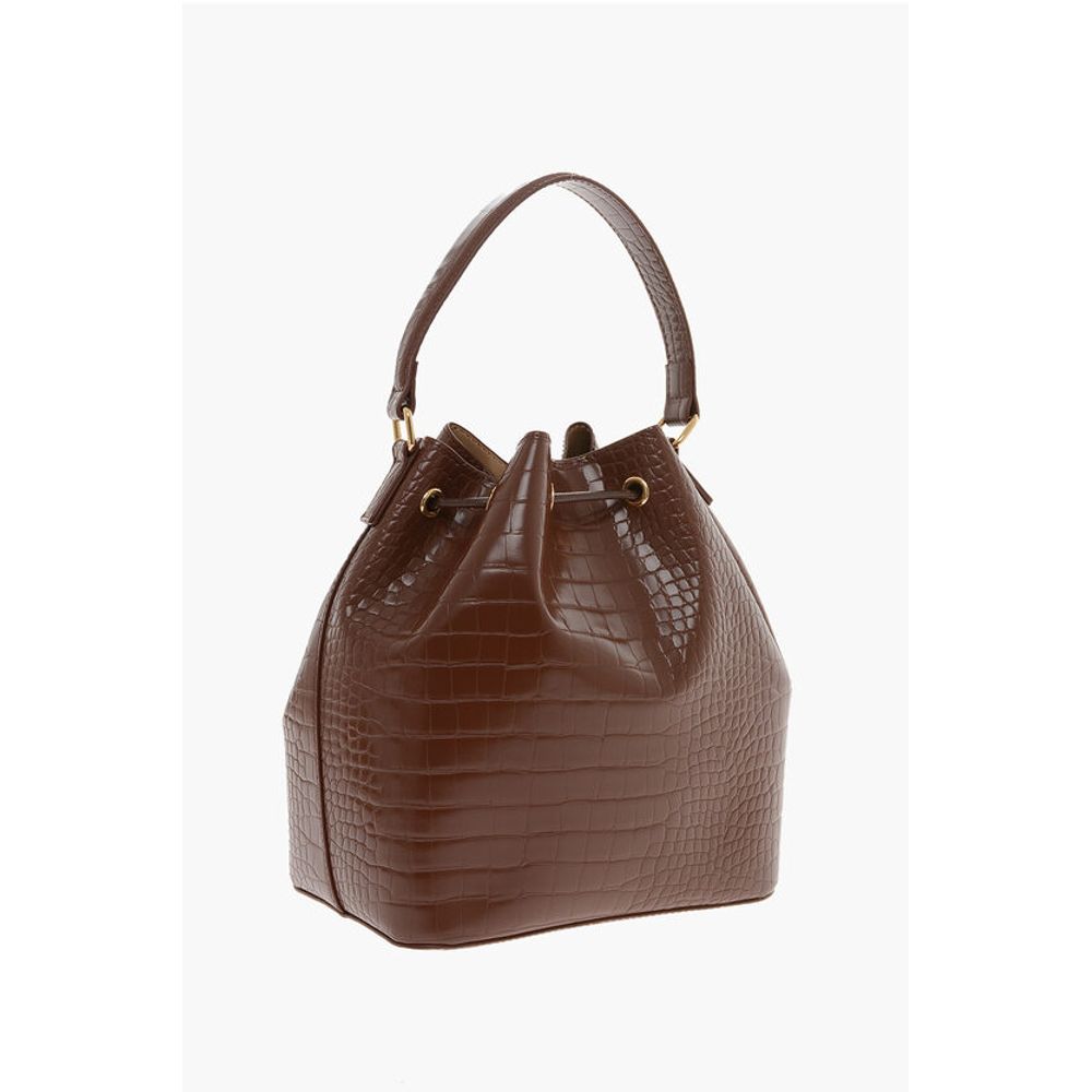 LOVE Crocodile Effect Faux Leather Bucket Bag with Maxi Logo
