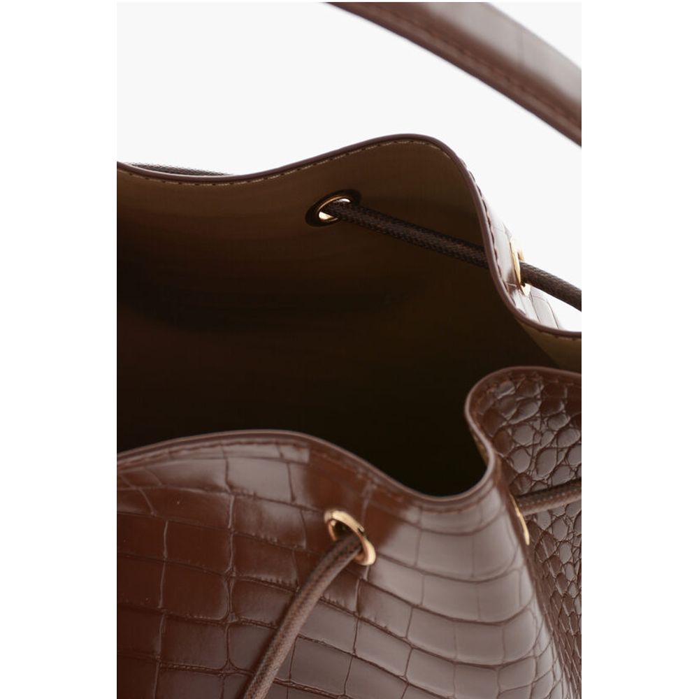 LOVE Crocodile Effect Faux Leather Bucket Bag with Maxi Logo