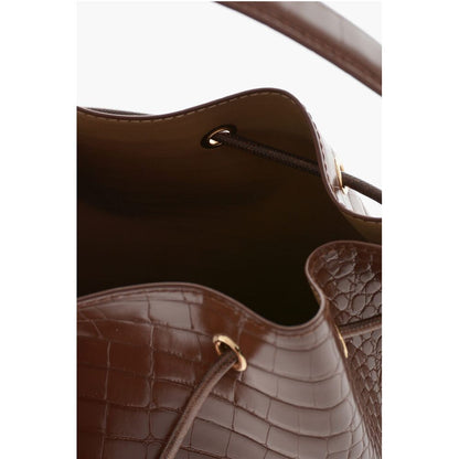 LOVE Crocodile Effect Faux Leather Bucket Bag with Maxi Logo