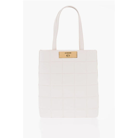 LOVE Quilted Faux Leather Tote Bag with Turn Lock Closure