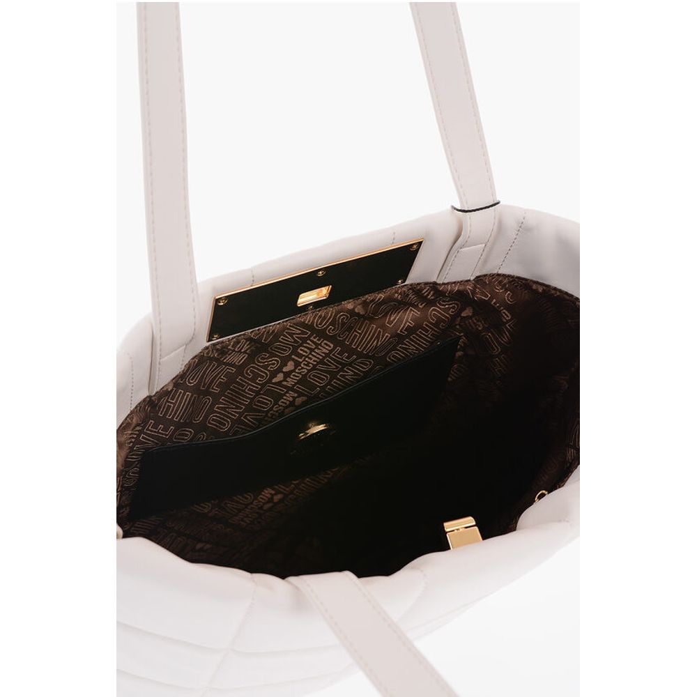 LOVE Quilted Faux Leather Tote Bag with Turn Lock Closure