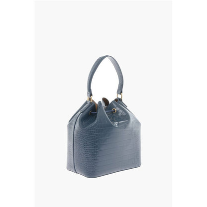 LOVE Faux Leather Crocodile Effect Bucket Bag with Embossed