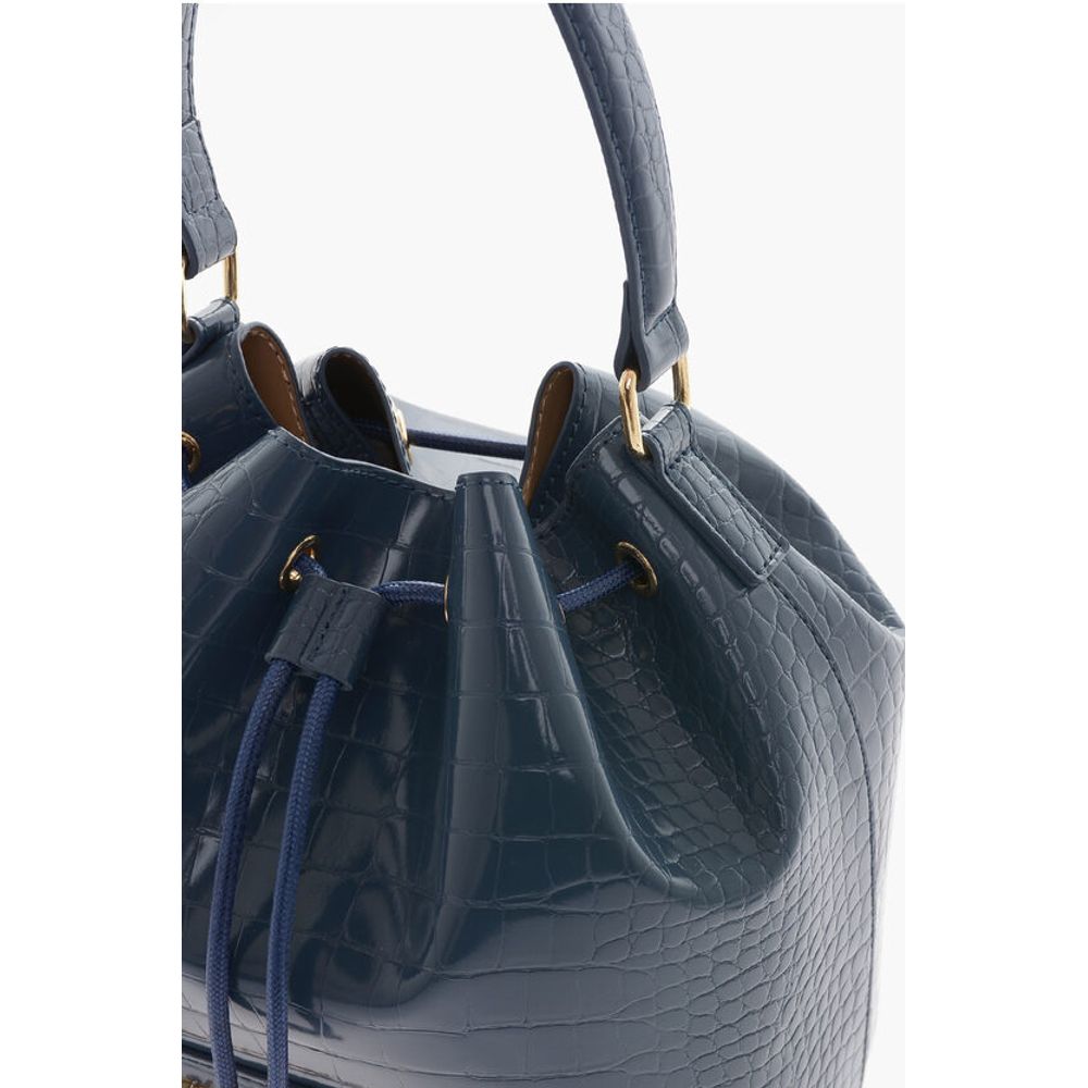 LOVE Faux Leather Crocodile Effect Bucket Bag with Embossed
