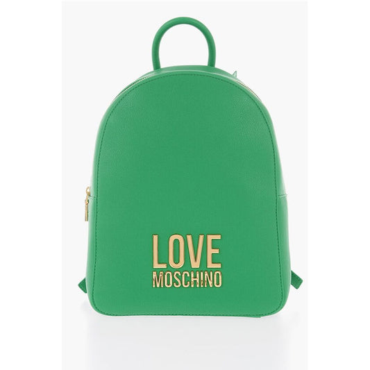 LOVE Embossed Golden Maxi Logo Textured Faux Leather Backpac