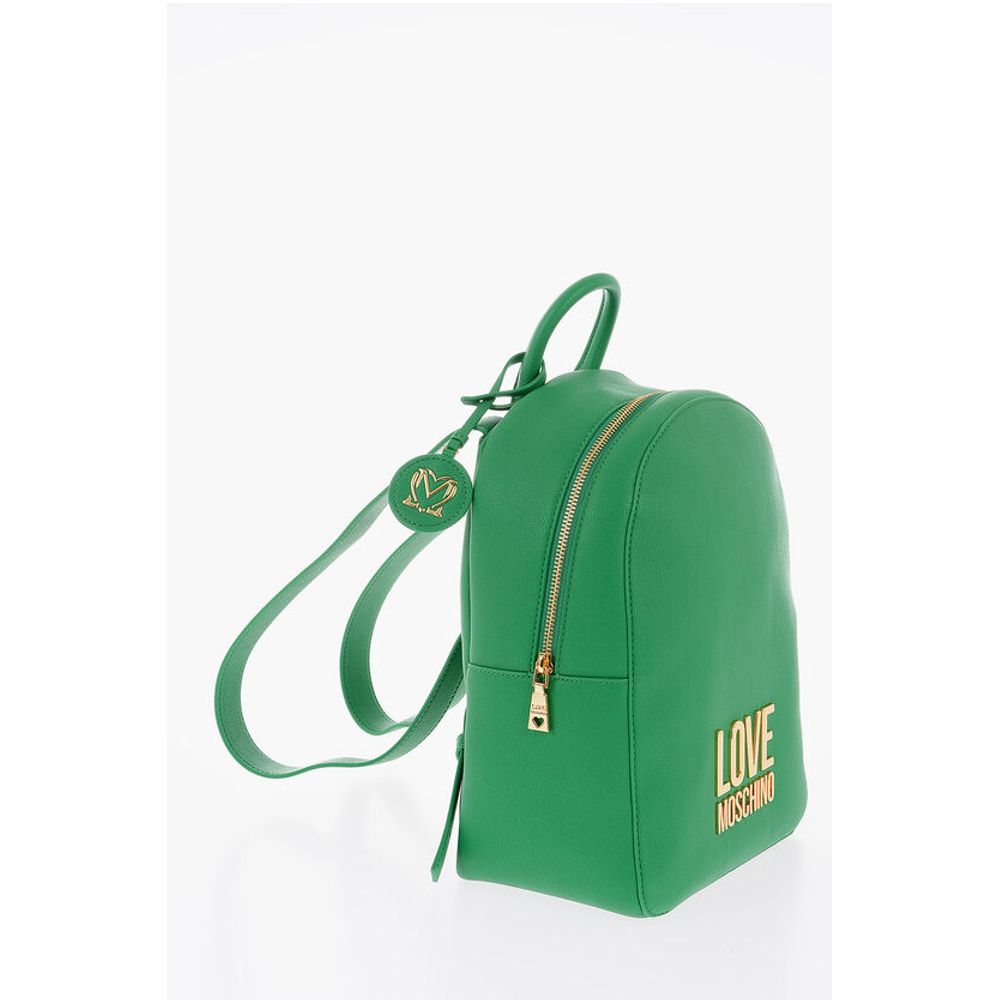 LOVE Embossed Golden Maxi Logo Textured Faux Leather Backpac