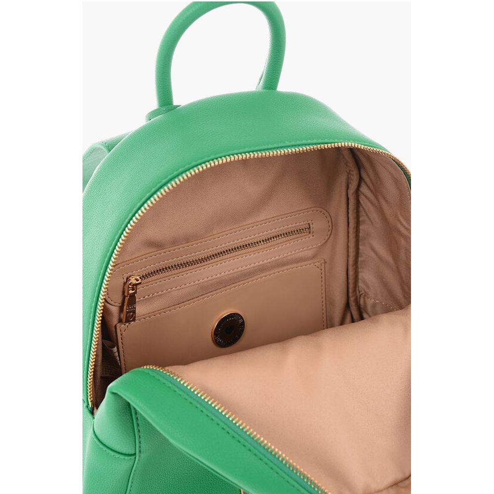 LOVE Embossed Golden Maxi Logo Textured Faux Leather Backpac
