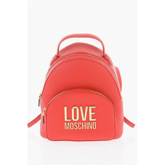 LOVE Faux Leather Backpack with with Golden Logo-Plaque
