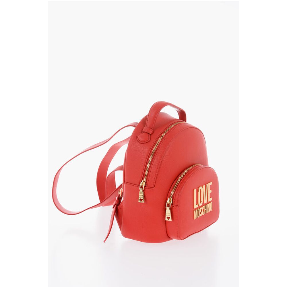 LOVE Faux Leather Backpack with with Golden Logo-Plaque