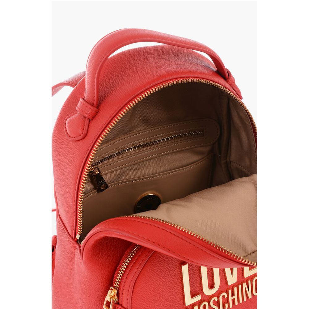 LOVE Faux Leather Backpack with with Golden Logo-Plaque