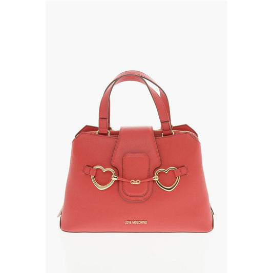 LOVE Textured Faux Leather Tote Bag with Golden Front Clamp