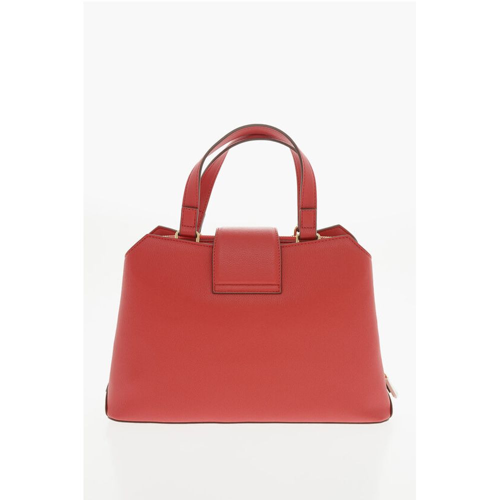 LOVE Textured Faux Leather Tote Bag with Golden Front Clamp
