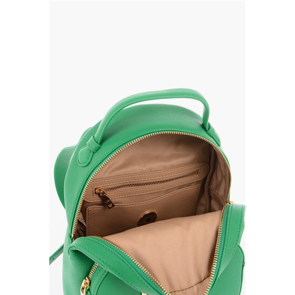 LOVE Solid Color Faux Leather Backpack with Golden Logo